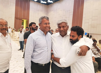 Shri Komati Jayaram, along with other distinguished dignitaries, attended the engagement ceremony of the son of TDP official spokesperson Shri Appasani Rajesh and blessed the bride and groom.