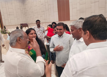 Shri Komati Jayaram, along with other distinguished dignitaries, attended the engagement ceremony of the son of TDP official spokesperson Shri Appasani Rajesh and blessed the bride and groom.