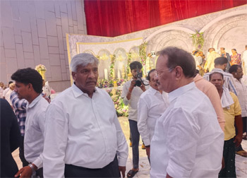Shri Komati Jayaram, along with other distinguished dignitaries, attended the engagement ceremony of the son of TDP official spokesperson Shri Appasani Rajesh and blessed the bride and groom.