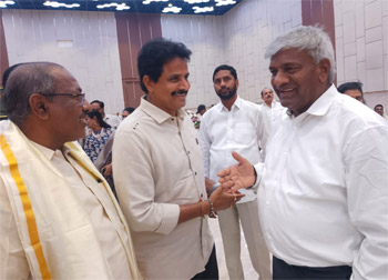 Shri Komati Jayaram, along with other distinguished dignitaries, attended the engagement ceremony of the son of TDP official spokesperson Shri Appasani Rajesh and blessed the bride and groom.