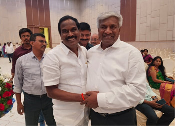 Shri Komati Jayaram, along with other distinguished dignitaries, attended the engagement ceremony of the son of TDP official spokesperson Shri Appasani Rajesh and blessed the bride and groom.