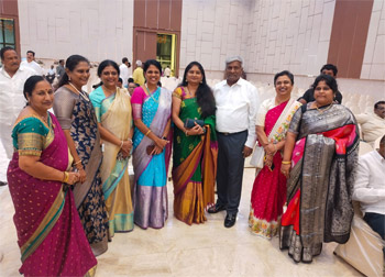 Shri Komati Jayaram, along with other distinguished dignitaries, attended the engagement ceremony of the son of TDP official spokesperson Shri Appasani Rajesh and blessed the bride and groom.
