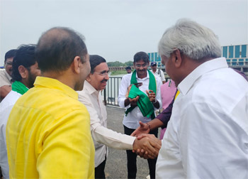 Shri Komati Jayram Garu participated in the inauguration of the second phase of Amaravati's Seed Access Road (E3) and the newly constructed bridge on August 13, 2026, along with Shri P. Narayana Garu, Hon'ble Minister for Municipal Administration and Urban Development.